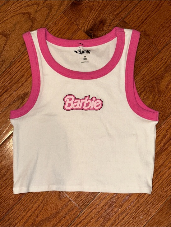 Barbie Tops - Barbie Pacsun Women’s Pink White Crop Top Size M